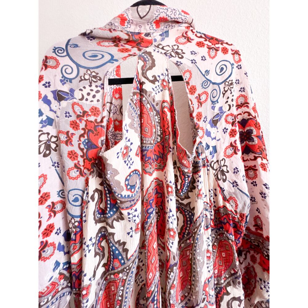 Free People Little Wing Paisley Kimono Boho Duster Open Front Festival - Picture 6 of 9